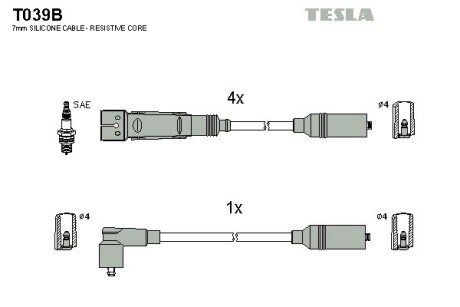 Комплект кабелiв запалювання TES TESLA T039B