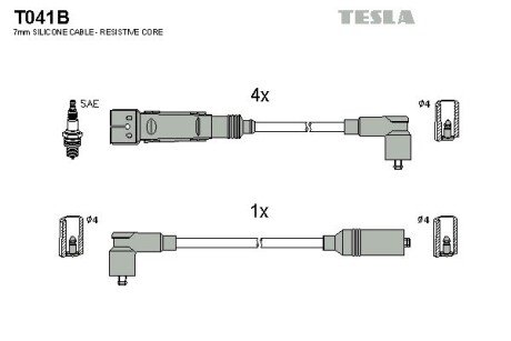 Комплект кабелiв запалювання TES TESLA T041B