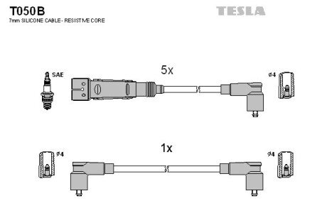 Комплект кабелiв запалювання TES TESLA T050B