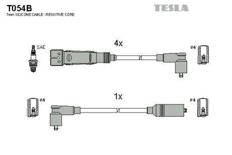 Комплект кабелiв запалювання TES TESLA T054B