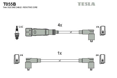 Комплект кабелiв запалювання TES TESLA T055B