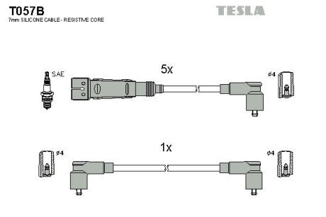 Комплект кабелiв запалювання TES TESLA T057B