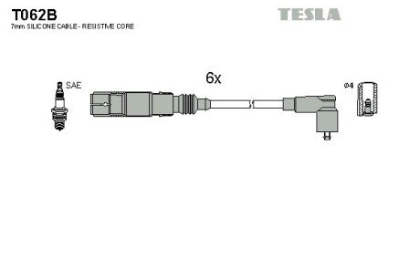 Комплект кабелiв запалювання TES TESLA T062B