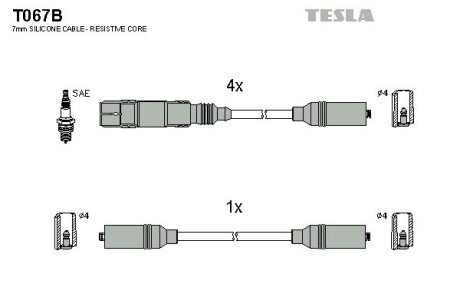 Комплект кабелiв запалювання TES TESLA T067B