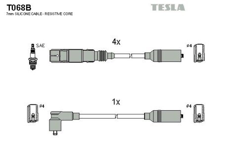 Комплект кабелiв запалювання TES TESLA T068B