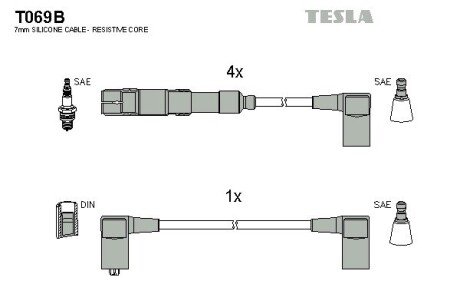 Комплект кабелiв запалювання TES TESLA T069B