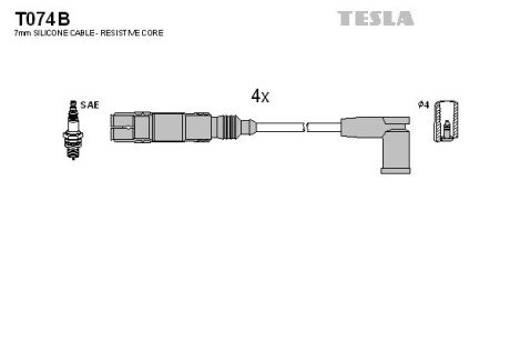 Комплект кабелiв запалювання TES TESLA T074B