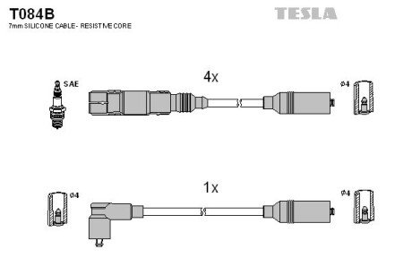 Комплект кабелiв запалювання TES TESLA T084B