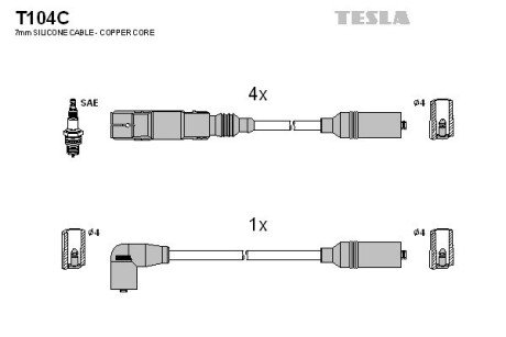 Комплект кабелiв запалювання TES TESLA T104C