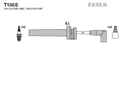 Комплект кабелiв запалювання TES TESLA T106S