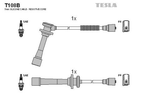 Комплект кабелiв запалювання TES TESLA T108B