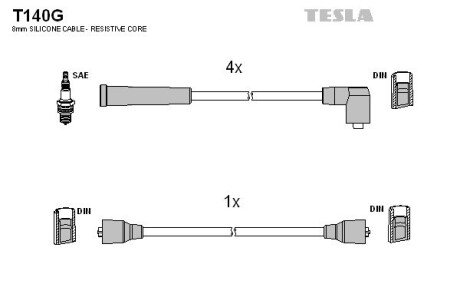 Комплект кабелiв запалювання TES TESLA T140G