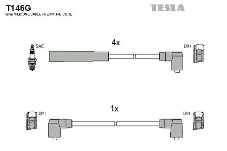 Комплект кабелiв запалювання TES TESLA T146G