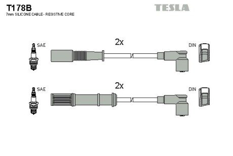 Комплект кабелiв запалювання TES TESLA T178B