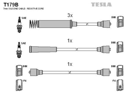 Комплект кабелiв запалювання TES TESLA T179B