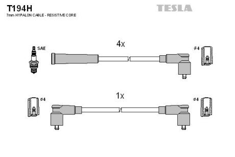 Комплект кабелiв запалювання TES TESLA T194H