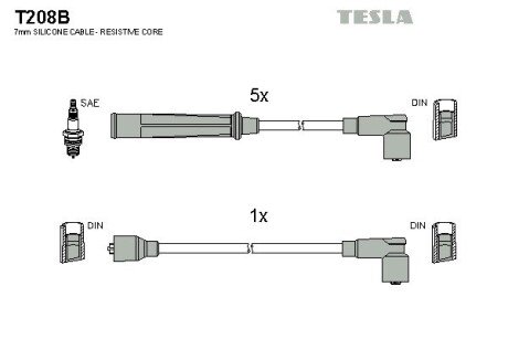 Комплект кабелiв запалювання TES TESLA T208B