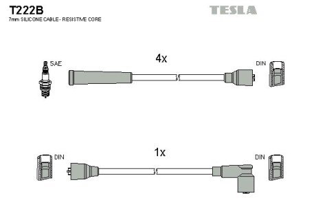 Комплект кабелiв запалювання TES TESLA T222B