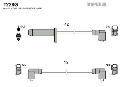 Комплект кабелiв запалювання TES TESLA T228G