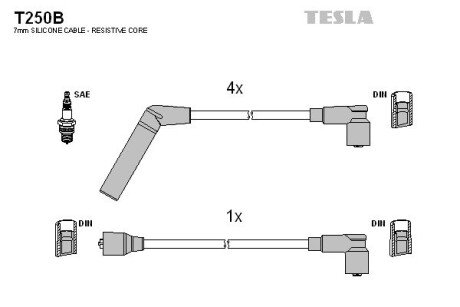 Комплект кабелiв запалювання TES TESLA T250B