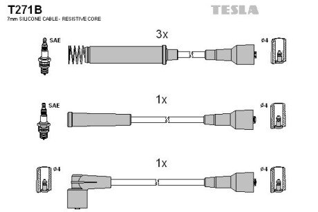 Комплект кабелiв запалювання TES TESLA T271B