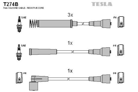 Комплект кабелiв запалювання TES TESLA T274B