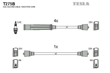 Комплект кабелiв запалювання TES TESLA T275B