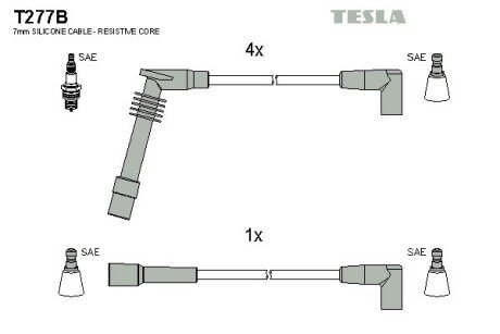 Комплект кабелiв запалювання TES TESLA T277B