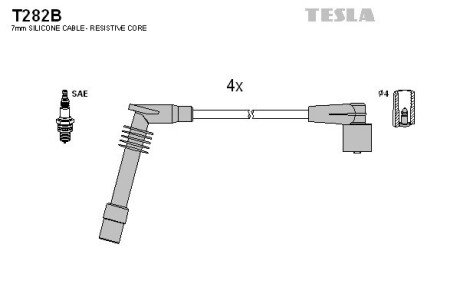 Комплект кабелiв запалювання TES TESLA T282B