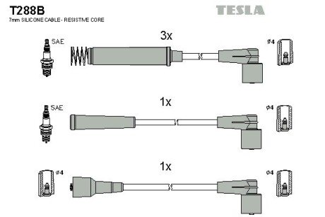 Комплект кабелiв запалювання TES TESLA T288B