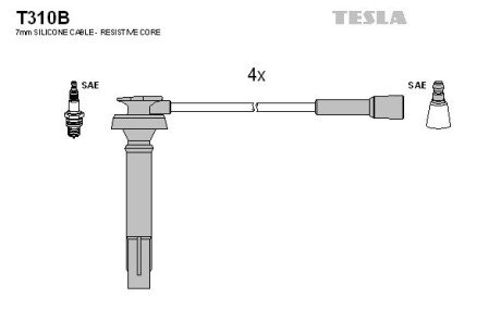 Комплект кабелiв запалювання TES TESLA T310B