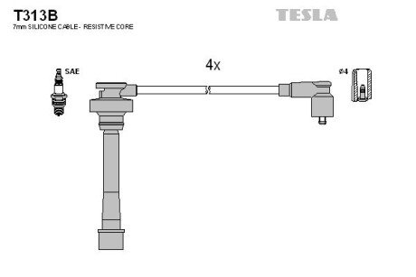 Комплект кабелiв запалювання TES TESLA T313B