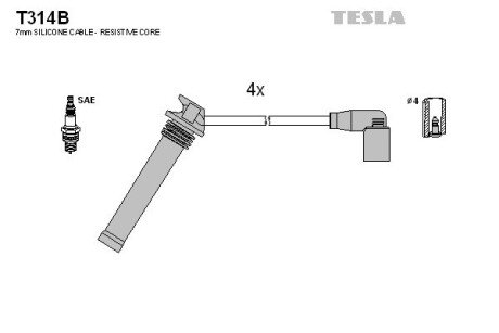 Комплект кабелiв запалювання TES TESLA T314B