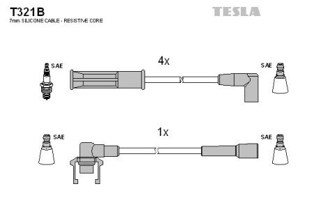 Комплект кабелiв запалювання TES TESLA T321B