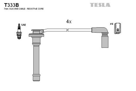 Комплект кабелiв запалювання TES TESLA T333B