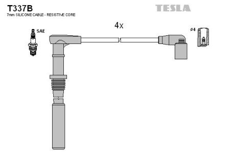 Комплект кабелiв запалювання TES TESLA T337B