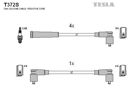 Комплект кабелiв запалювання TES TESLA T372S