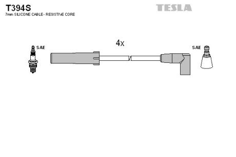 Дроти високовольтні 21214 інж моновприск (силікон) TESLA T394S