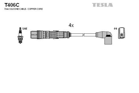 Комплект кабелiв запалювання TES TESLA T406C