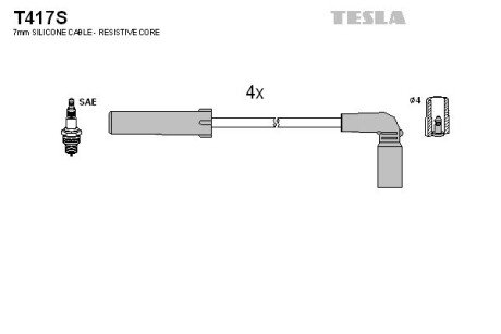 Комплект кабелiв запалювання TES TESLA T417S