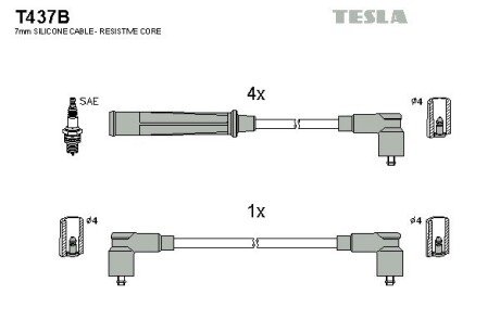 Комплект кабелiв запалювання TES TESLA T437B