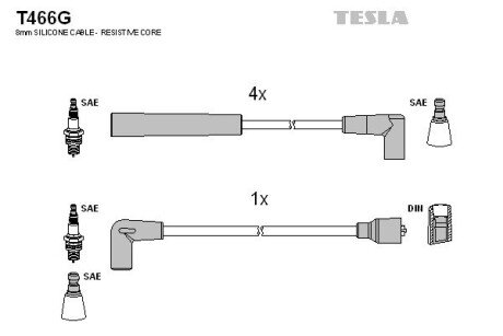 Комплект кабелiв запалювання TES TESLA T466G