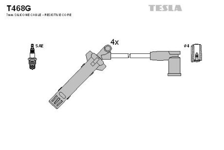 Комплект кабелiв запалювання TES TESLA T468G