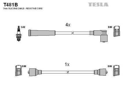 Комплект кабелiв запалювання TES TESLA T481B