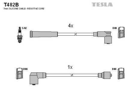 Комплект кабелiв запалювання TES TESLA T482B