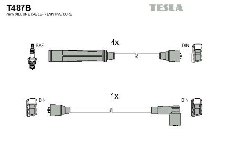 Комплект кабелiв запалювання TES TESLA T487B