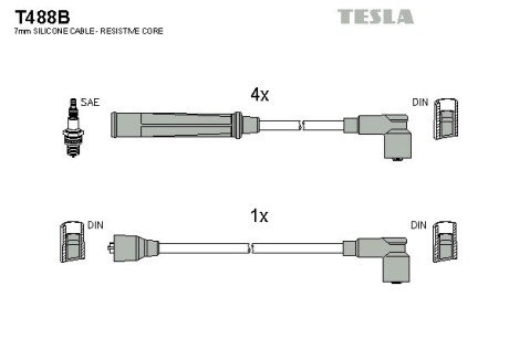 Комплект кабелiв запалювання TES TESLA T488B