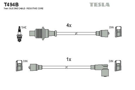 Комплект кабелiв запалювання TES TESLA T494B