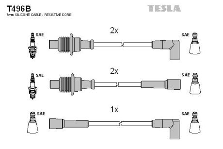 Комплект кабелiв запалювання TES TESLA T496B