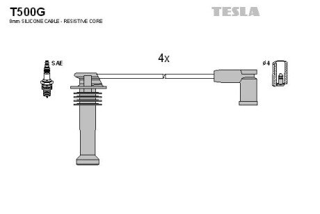 Комплект кабелiв запалювання TES T500B TESLA T500G